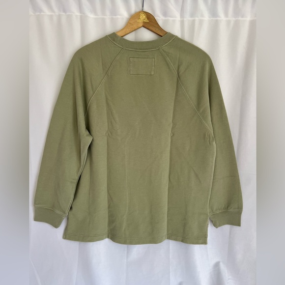 American Eagle AE Oversized Crew Neck Sweatshirt Olive S - Picture 2 of 7